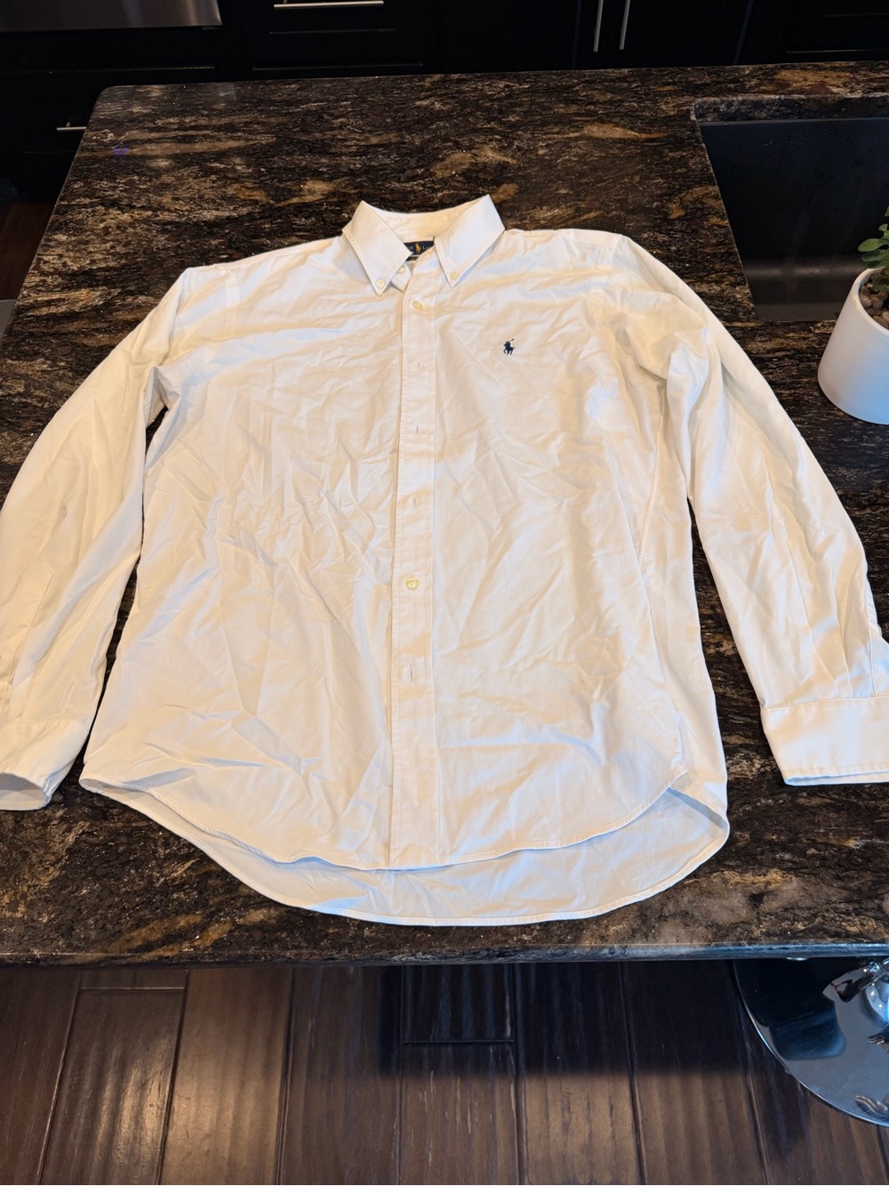 Ralph Lauren White Cotton Button-Down Shirt - Men's M Performance Classic